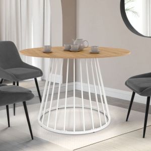 Mesa de comedor redonda de madera blanca - 110 cm