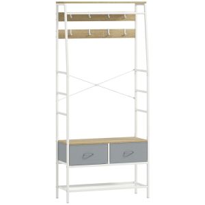 Perchero zapatero 80x30x180.5 cm color marrón Homcom