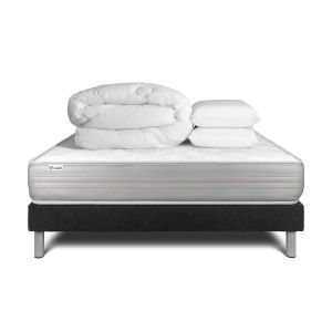 Pack cama completa - colchón 140x200cm + somier con láminas (kit) + 2 almoh