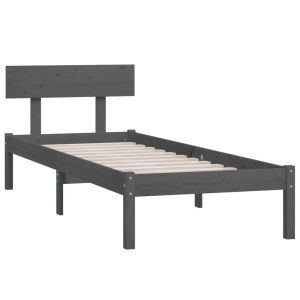 vidaXL estructura de cama individual sin colchón madera de pino gris