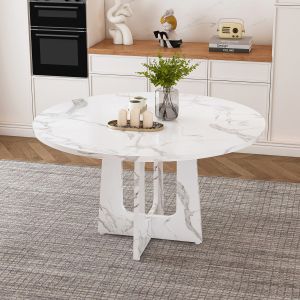 Mesa de comedor redonda para 4 a 6 personas mdf blanco 76x120x120cm