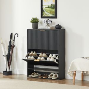 Zapatero para recibidor con 2 puertas abatibles negro 102x80x24cm