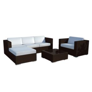 Sofa chaise longue + sillon + mesa de ratan pe. Muebles de jardin y