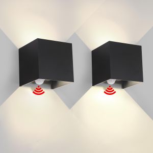 Lámpara de pared interior exterior con sensor impermeable 6 w 3000 k negro