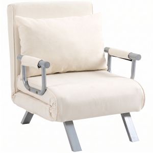 Sofá cama individual 65x69x80 cm poliéster color beige Homcom