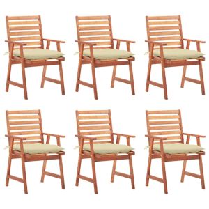 vidaXL sillas comedor de jardín y cojines 6 uds madera maciza acacia