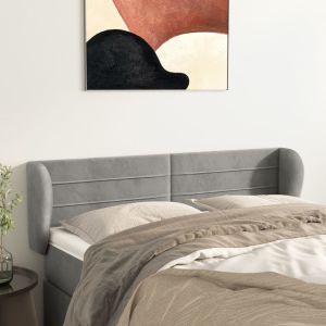 Cabecero de terciopelo gris claro 147x23x78/88 cm eso7369