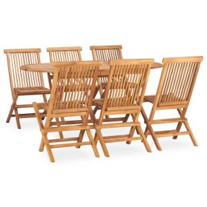 vidaXL set de comedor de jardín plegable 7 pzas madera maciza de teca