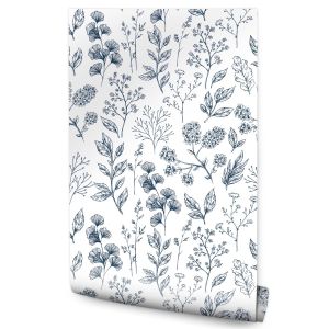 Papel Pintado No Tejido Con Flores De Pradera Para Dormitorio 53cm x 10m