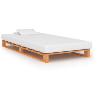 Cama 100x200 cm,marco cama palets sin colchón madera maciza marrón rhu4241