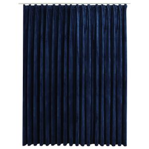 vidaXL cortina opaca con ganchos terciopelo azul oscuro 290x245 cm