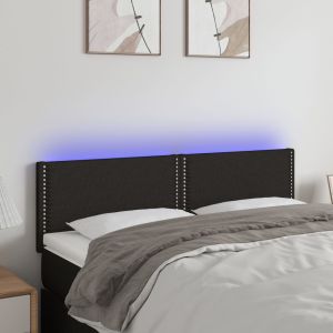 Cabecero con LED de tela negro 144x5x78/88 cm eso3258