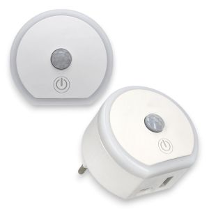 2x luz nocturna LED cálida 3000k, sensor, puerto usb y tipo c 12w