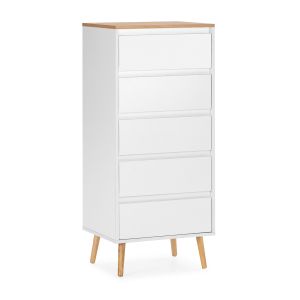 Cómoda alta desi 5 cajones color blanco