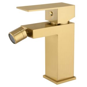 Valaz grifo bidet monomando cuadrado dorado cepillado
