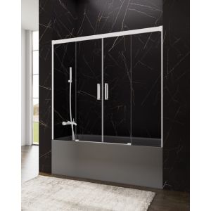 Mampara bañera 2 fijos + 2 correderas basic  162-172cm transparente blanco