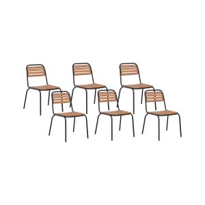 Conjunto de 6 sillas de jardín vallese madera de acacia marrón