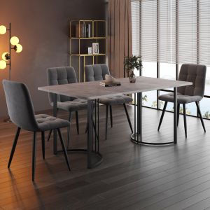 Conjunto de mesa y sillas mdf gris set 5 piezas mesa 140x80cm y 4 sillas