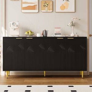 Aparador para salón comedor 4 puertas negro 80x160x40cm