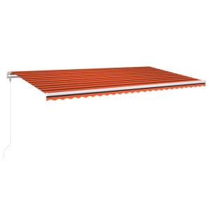 vidaXL toldo automático LED sensor de viento naranja marrón 600x300 cm