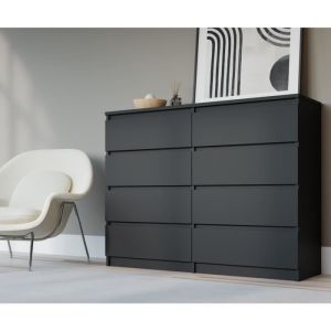 Cómoda 8 cajones - negro mate - 120 cm