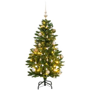 vidaXL árbol navidad artificial con bisagras 150 LED y bolas 120 cm