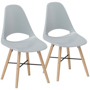 Sillas de comedor 47x49x84 cm abs, madera de caucho color gris Homcom