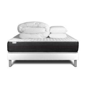 Pack cama completa - colchón 140x190cm + somier con láminas (en kit) + 2 al