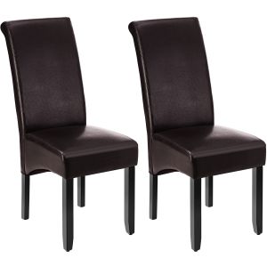 2 sillas de comedor ergonómicas, símil cuero, tapizadas capuchino