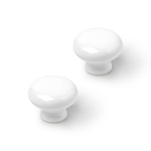 Pomo para mueble rei 821 | 35x35x26 mm | blanco | 2 uds. | porcelana