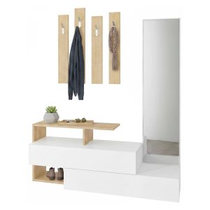 Mueble de entrada ascari, 14 pares, madera nobilitada blanca