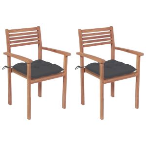 vidaXL sillas de jardín 2 uds madera de teca y cojines gris antracita