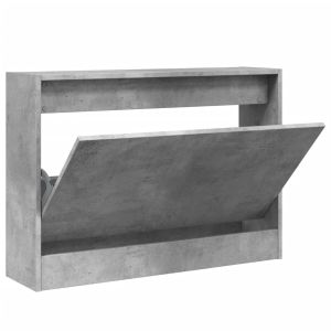vidaXL mueble zapatero madera de ingeniería gris hormigón 80x21x57 cm