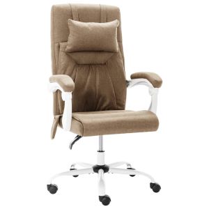 vidaXL silla de oficina de masaje de tela gris taupe