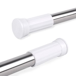 Barra extensible ajustable para baño, ropero, armario (plateado, 70-120cm)