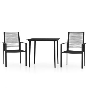 vidaXL juego de comedor de jardín 3 piezas negro