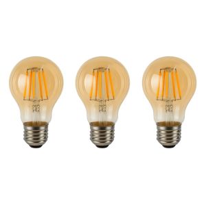 Pack x3 bombilla LED a60 E27 filamento 6w 550lm. Luz cálida 2700k