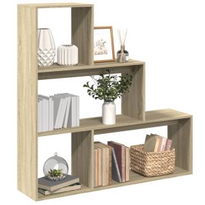 Librería divisora 3 niveles madera roble sonoma 123x29x123 cm
