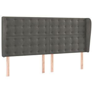 vidaXL cabecero con orejas de terciopelo gris oscuro 203x23x118/128 cm