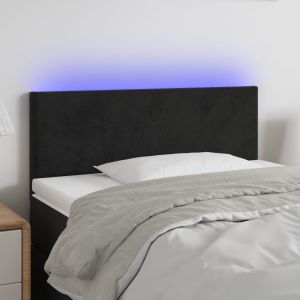 Cabecero con LED de terciopelo negro 90x5x78/88 cm eso7633