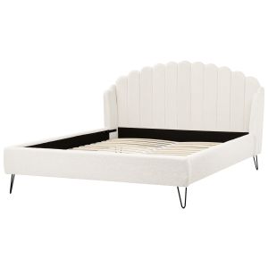 Cama bouclé ambillou 180 x 200 cm blanco crema