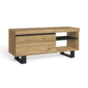 Mueble de tv con patas, roble y negro, 120x40x53cm