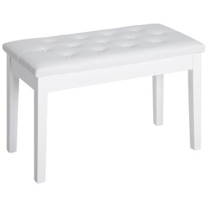 Banco de piano 76x36x50 cm pu, madera de caucho color blanco Homcom