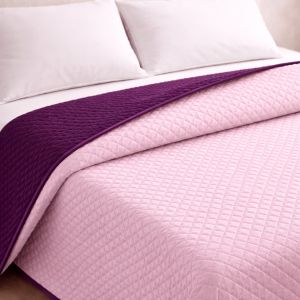 Colcha bicolor reversible salmón/berenjena cama 180cm donegal collections