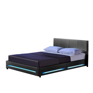 Cama LED asteroid 140 x 200 cm gris oscuro – polipiel, sin colchón