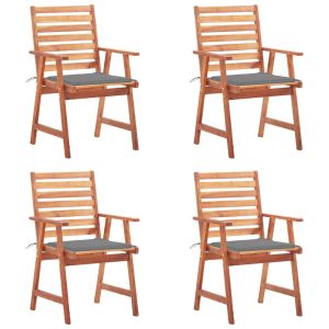 vidaXL sillas comedor de jardín y cojines 4 uds madera maciza acacia