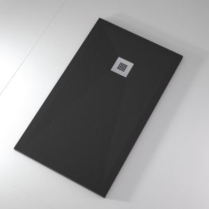 Plato de ducha pizarra onda negro  80x160 cm rejilla inox