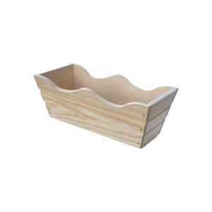 Jardinera de balcon de madera 50x20x19 cm ondulada natural - madelea