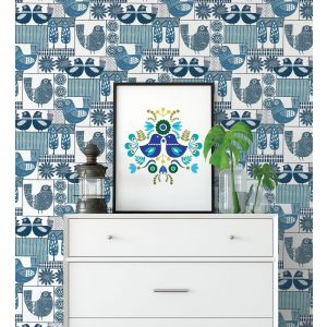 Papel pintado gaulan   de gallinas y árboles con estilo 5.23m²
