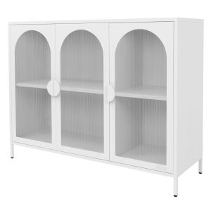 Vitrina de 3 puertas blanco 120 cm de metal con 4 compartimentos